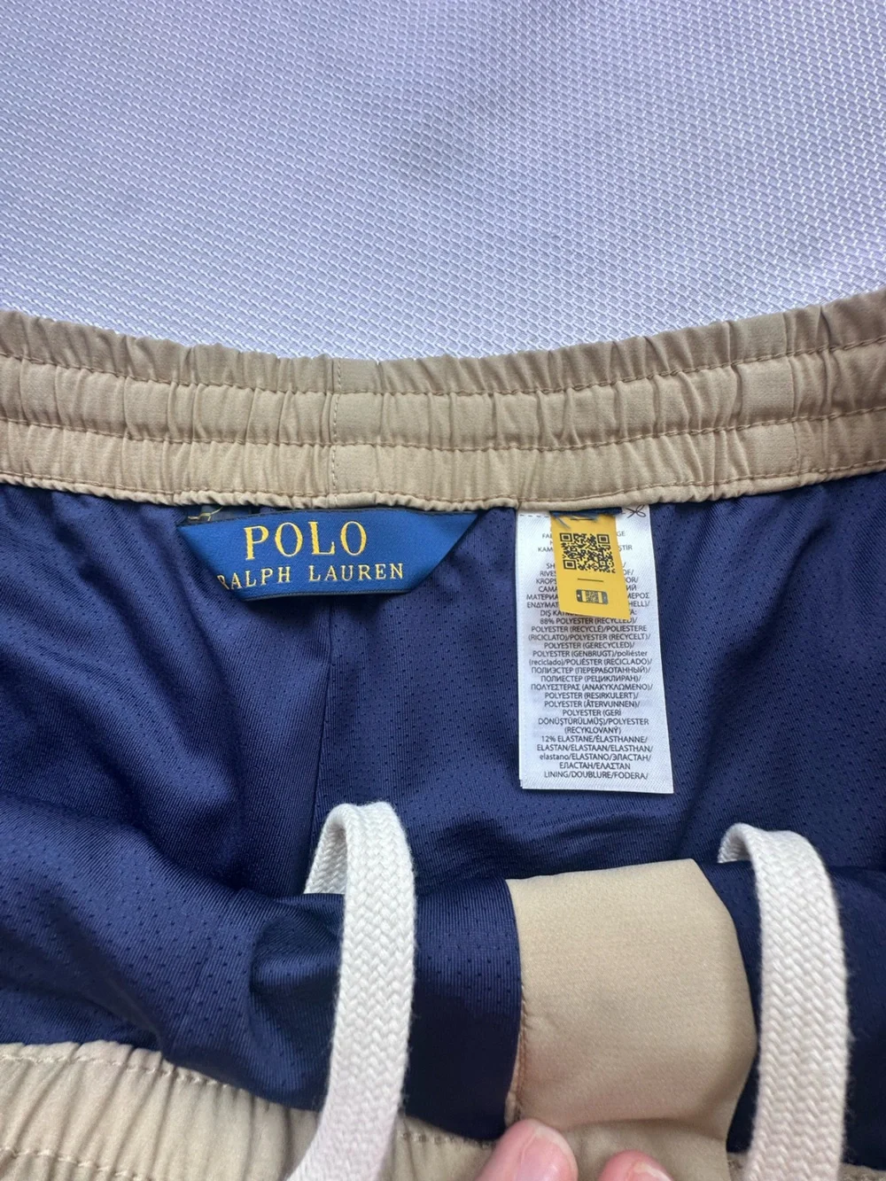 NWT Polo Ralph Lauren Elasticized Waistband Mid-Rise Trunks Beige Small $110